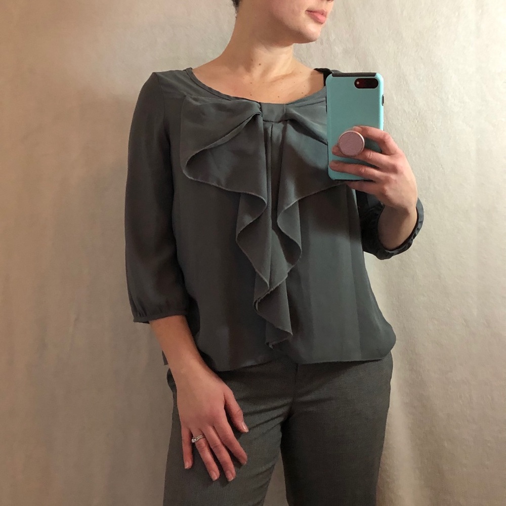 Gray Blouse with bow